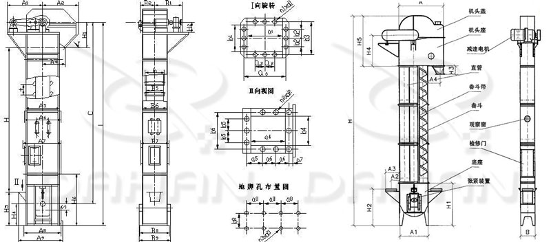 TD型斗式提升机外型结构